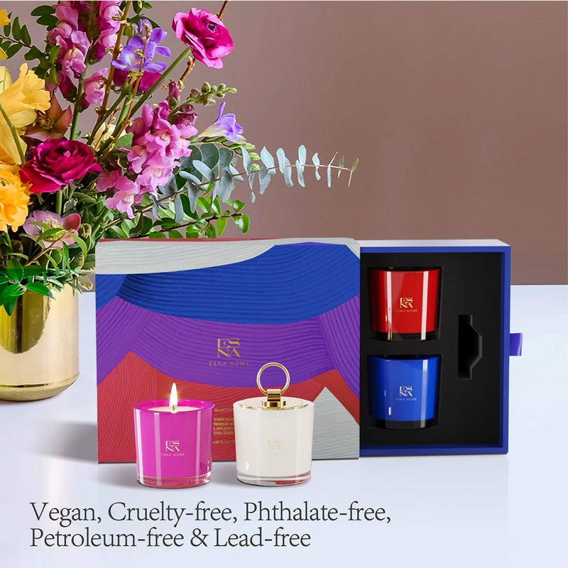 ESNA HOME Luxury Scented Candle Set 4 All Natural Soy Aromatherapy Candle Gift Set Votive Candle Gift Set for Women Self Care Stress Relief Gifts for Her Luxury Christmas Gifts for Women Candles for Home 60 hrs - Image 5